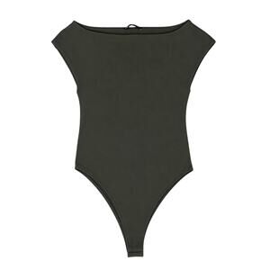 Zara Dark Green Off the Shoulder Bodysuit Cap Sleeve Small (S) NWOT